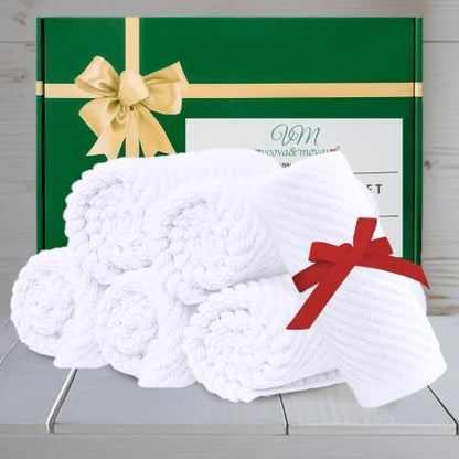 VOOVA & MOVAS White Washcloths 6PC, 100% Cotton, 13x13 in