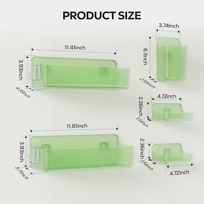 Nieifi Adhesive Shower Shelves, Green, 5 Pieces