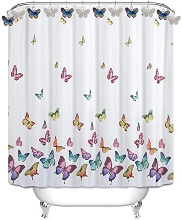 Butterfly Shower Curtain Hooks Rings, Insect Garden Nature Bathroom Decor
