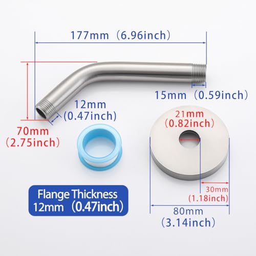 Wall Mounted Shower Arm Extension Head Holder Stainless Stee for Elbow Bathroom Accessories Pipe Bath Tube Brushed Nickel,SW-RD91018-6BN.