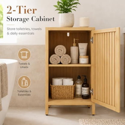 Bamboo Storage Cabinet, Freestanding Bathroom Floor Cabinet