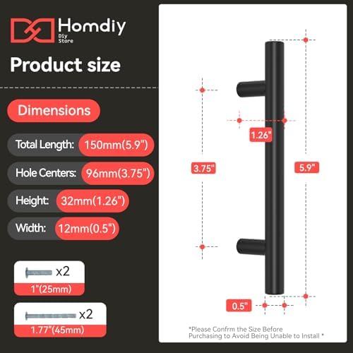 homdiy Black Cabinet Handles 30Pack 3-3/4inch Hole Center Kitchen Drawer Pulls and Knobs Stainless Steel Cabinet Hardware for Bathroom, Cupboard