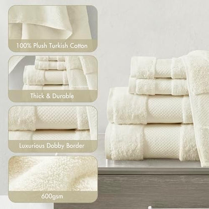 Madison Park 100% Turkish Cotton 600 GSM Bath Towel Set, 6 Piece, Natural