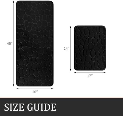 YIHOUSE Bathroom Rugs Mat Set, Memory Foam Bath Mat 2 Piece Black