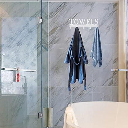Kuhome Towel Hooks Over The Door Hooks Hangers Wall Mount Towel Rack Towel Holder for Bathroom, Storage Coat Hooks for Home Decor Metal Organizer for Towel Clothes Bag Robe(White)