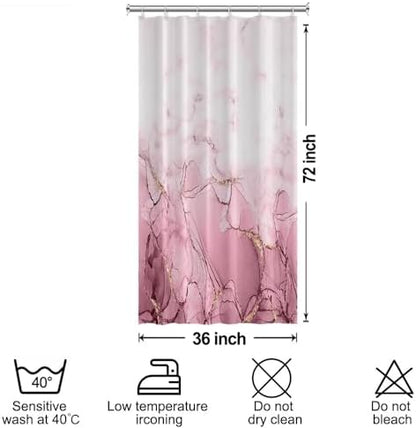 Pink Marble Stall Waterproof Shower Curtain 36x72 inches