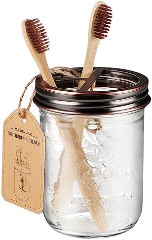 Amolliar Mason Jar Bathroom Accessories Set 4 Pcs, Oil Rubbed Bronze