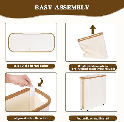 Toilet Paper Storage Basket with Lid - The Ultimate Bathroom Organizer, Free Standing Toilet Paper Holder for Up to 12 Mega Rolls, Toilet Tissue Storage Bin with Handle for RV Closet, Beige