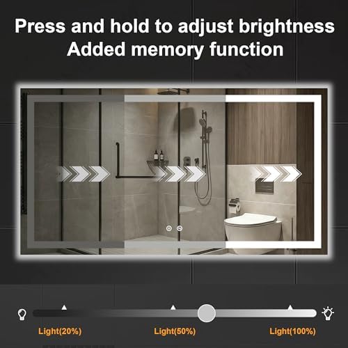 30x55 LED Bathroom Mirror with Lights, Lighted Vanity Mirror for Wall