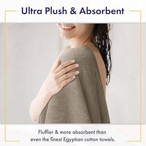 Alusa Home 100% Organic Luxury Bath Sheets - GOTS Certified - Extra Large 35x70 Inches (Pack of 2) Zero-Twist, Long-Staple Cotton Bath Sheet Set (Taupe)