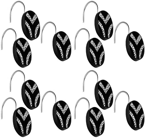 Zahari Home 13pc Sinatra Bathroom Shower Curtain Set Classic Shower Curtain & 12 Shower Curtain Hooks Luxury Fabric Shower Curtain Unique Design Bling Black Shower Curtain Set