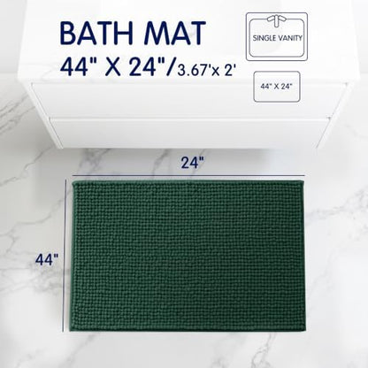 SUBRTEX Bathroom Rugs, 24" x 44" Chenille Bath Rug Soft Short Plush Bath Mat Soft Shower Mat Water Absorbent Shower Mat Quick Dry Machine Washable, Celadon