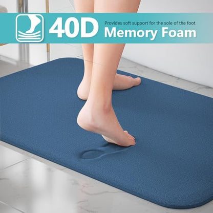 RUN HELIX Bathroom Rugs Sets 3 Piece, Soft Absorbent Memory Foam Bath Mats Set, Dry Fast Bath Mat, Machine Washable Bath Rug Set for Bathroom （Misty Blue）