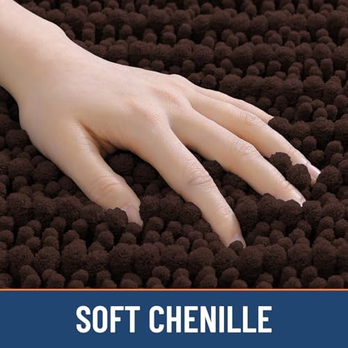 Smiry Bathroom Rugs 70X24, Extra Soft Rubber Backing Chenille Bath Mats