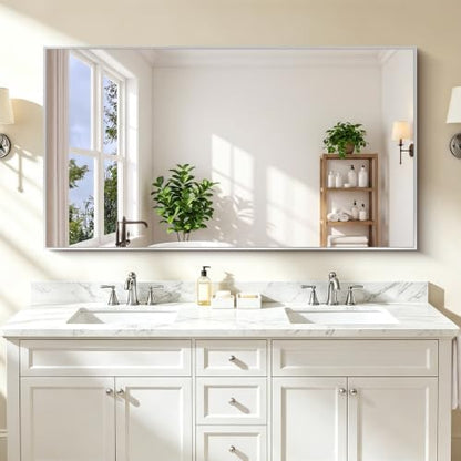 COFENY 66x36 Silver Bathroom Mirror, Large Rectangle Mirrors for Over Sink