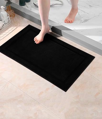 COTTON CRAFT Bath Mats - 2 Pack Step Out Tub Shower Floor Mat -21x30- Black