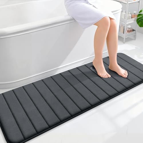 OLANLY Memory Foam Long Bathroom Rugs Runner 59x20, Super Soft Absorbent