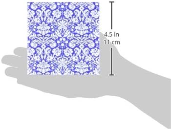 3dRose Royal Blue and White Damask Pattern - Stylish Elegant Victorian Vintage French Floral Swirls - Navy 4 Inch Ceramic Tile