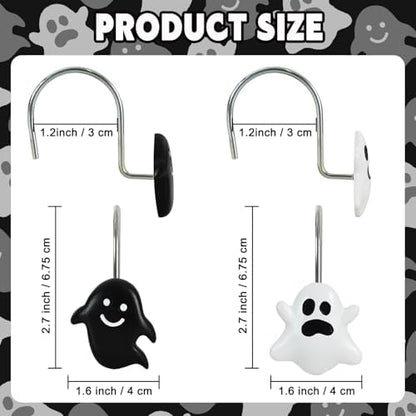 12 Pieces Halloween Shower Curtain Hooks for Bathroom