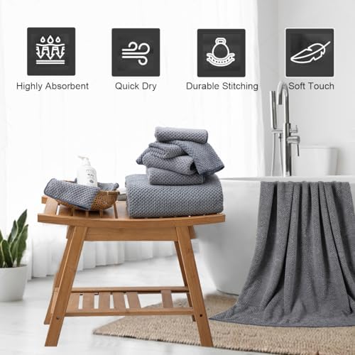 Hand Towels Set 2 Pack-16“x31”,Ultra Soft Microfibers Bathroom Towel Set Highly Absorbent Quick Dry Luxury Premium Towel Lightweight Durable Hand Towel Collection for Hotel Spa Gym Kitchen,Grey