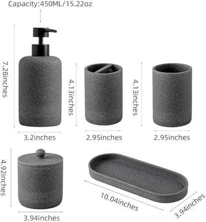 Bathroom Accessories Set, 6 PCS Bathroom Accessorry Set, Grey