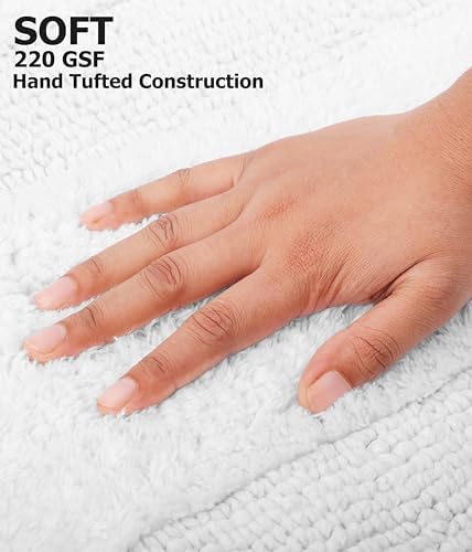 COTTON CRAFT 2 Pack Reversible Bath Mat - Soft Plush Bath Rug -20x30- White