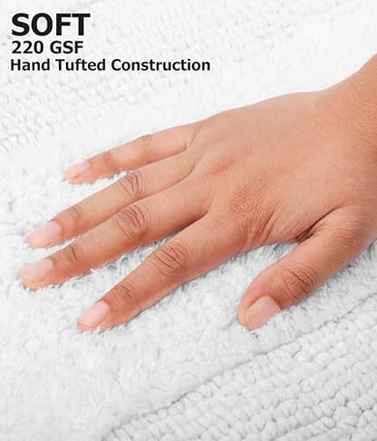 COTTON CRAFT 2 Pack Reversible Bath Mat - Soft Plush Bath Rug -20x30- White