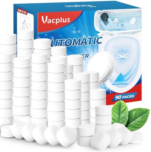 Vacplus Toilet Bowl Cleaner Tablets, 90 Pack, Auto Bleach, Long-Lasting