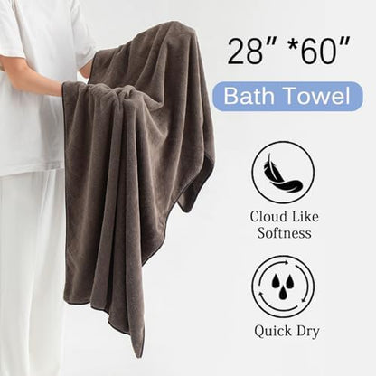 Luxury Bath Towels Set - 12 Piece (4 Large Bath Towels,4 Hand Towels,4 Washcloths), 100% Microfiber,Extra Absorbent Super Soft & Quick Dry,Complete Family Pack for Bathroom Gym Pool,Brown