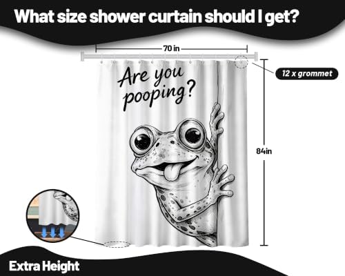 Extra Long 84 Inchs Shower Curtain Extra Tall Funny Frog XL are You Pooping Fun Shower Curtains for Large Bathroom Decor Sets, Waterproof Cloth Fabric with Hooks, 70 x 84 Inch
