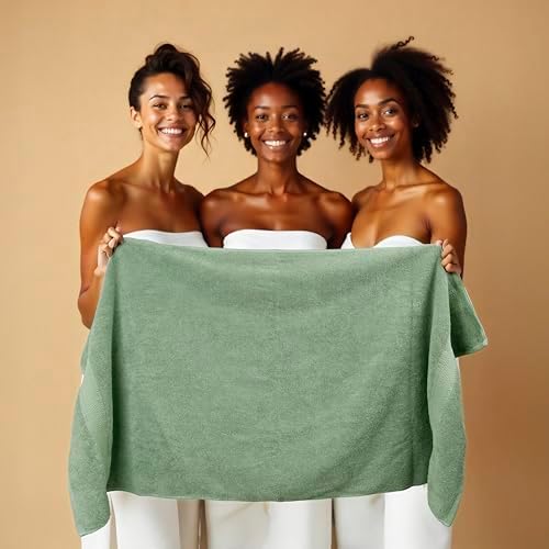 HILLFAIR Premium 100% Combed Cotton 12 Piece Bath Towels Set - Sage