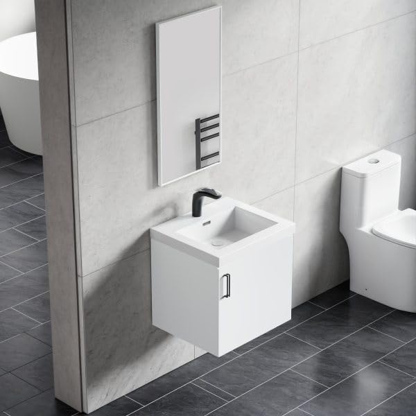 Dowell 21" Bathroom Sink, Single Bowl Resin Basin, Rectangular Drop In with Overflow (White 000 2118BP)