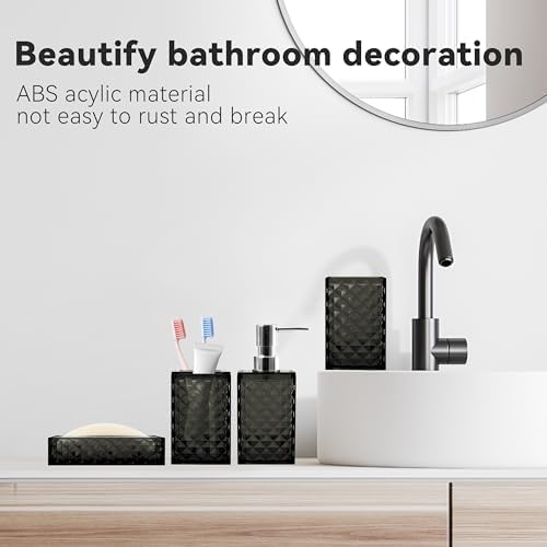 Bathroom Accessory Set, 4 PCS Black Bathroom Accessories Set