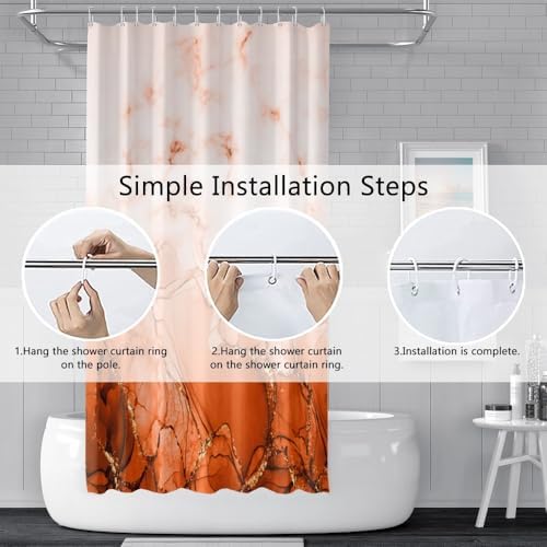 Burnt Orange Marble Stall Waterproof Shower Curtain 48x72 inches