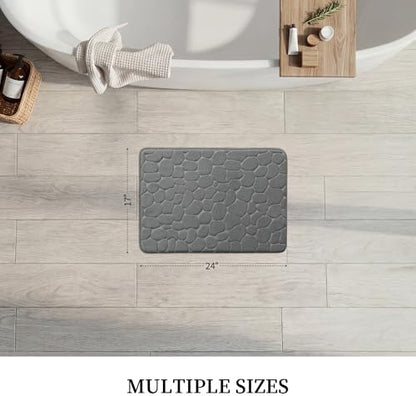 YIHOUSE Bathroom Mat Rug, Memory Foam Bath Mat, Non-Slip Bathroom Floor Mats, Cobblestone Bath Mats Absorbent Bath Rugs Washable Quick Dry (17x24,Dark Gray)