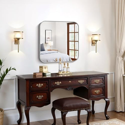 FORBATH Bathroom Mirror for Over Sink 24x24 Inch Silver, Square Wall Mirror with Metal Frame, Rounded Corners for Bathroom, Bedroom, Entryway Decor (Horizontal or Vertical)