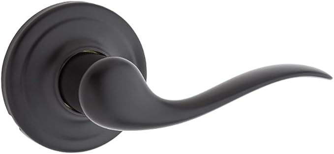 Kwikset Tustin Dummy Door Handle, Single Sided Lever for Closets, French Double Doors, and Pantry, Matte Black Non-Turning Right Handed Interior Push/Pull Lever, with Microban Protection