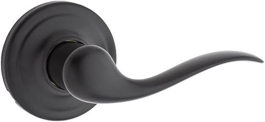 Kwikset Tustin Dummy Door Handle, Single Sided Lever for Closets, French Double Doors, and Pantry, Matte Black Non-Turning Right Handed Interior Push/Pull Lever, with Microban Protection