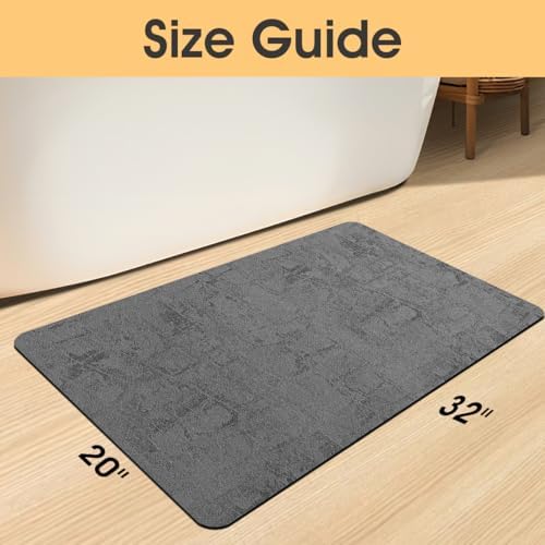 ACCUMTEK Non Slip Bath Mat, Thin Bathroom Rugs Fit Under Door, Quick Dry Bath Mats, Machine Washable Bath Rugs for Bathroom, Bathtub & Kitchen, Dark Gray/Checkered/32 x20