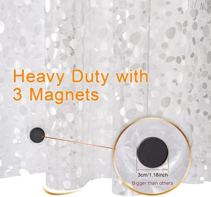 Bostofy EVA 3D Waterproof Shower Curtain Liner, Clear Extra Long Bathroom Shower Liner with Rustproof Metal Gromments and Weighted Magnet,72”Width x 84”Length