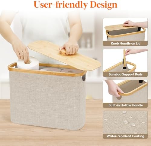 Lifewit Toilet Paper Storage Holder, Large Stand Basket, 23L, Beige