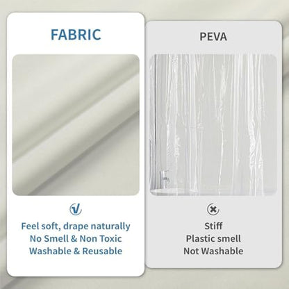 2 Pack Water-Repellent Fabric Shower Curtain Liner, 72x72 Cream