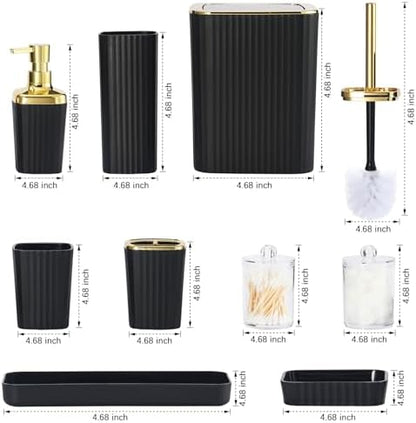 23 PCS Black Bathroom Accessories Set丨Shower Curtain Bathroom Accessory