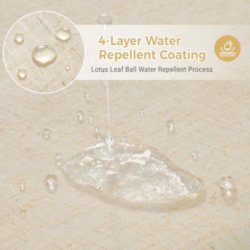 WONICY Linen Texture No Hook Shower Curtain with Liner, Flax Beige, 71x74