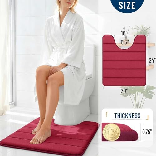 OLANLY Memory Foam Toilet Rugs U Shaped 24x20, Super Soft and Absorbent
