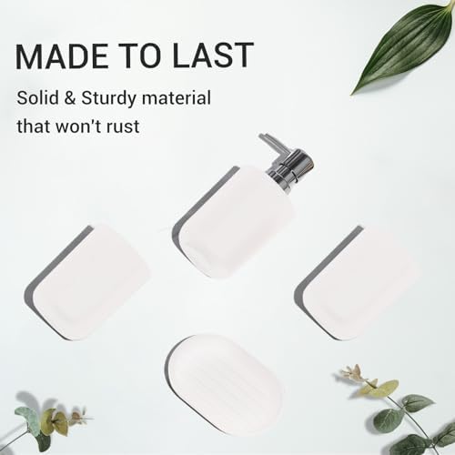 LGURT 4-Pc White Bath Accessories Set — Dispenser, Holder, Cup & Dish