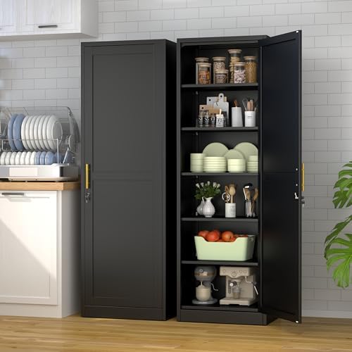 Ckzbx Metal Locker Tall Narrow Storage Cabinet, 67" H Locking Tool File Cabinets Snack Locker Organizer for School Classroom,Bedroom,Gym Home Office,Entryway and Hallway (20" W 1Door Black)