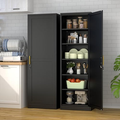 Ckzbx Metal Locker Tall Narrow Storage Cabinet, 67" H Locking Tool File Cabinets Snack Locker Organizer for School Classroom,Bedroom,Gym Home Office,Entryway and Hallway (20" W 1Door Black)