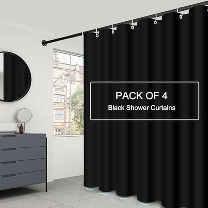 LLSCL 4 Pack Fabric Shower Curtain Liner with Magnets, Shower Curtain with Rustproof Metal Gromments and Waterproof Hotel Quality, 72 x 72 Machine Washable