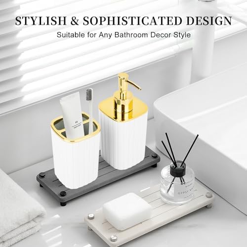 RRM 2PCS Bathroom Accessories Set, Soap Dispenser and Toothbrush Holder